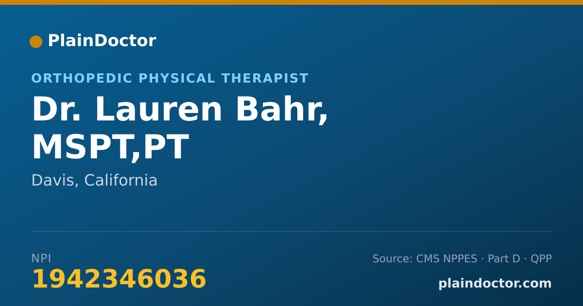 Shareable card for Lauren Bahr, MSPT,PT - Orthopedic Physical Therapist, Davis, CA