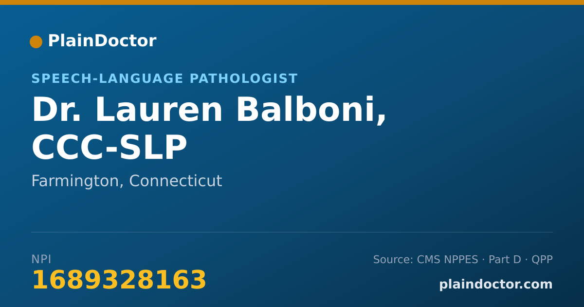 Shareable card for Lauren Balboni, CCC-SLP - Speech-Language Pathologist, Farmington, CT