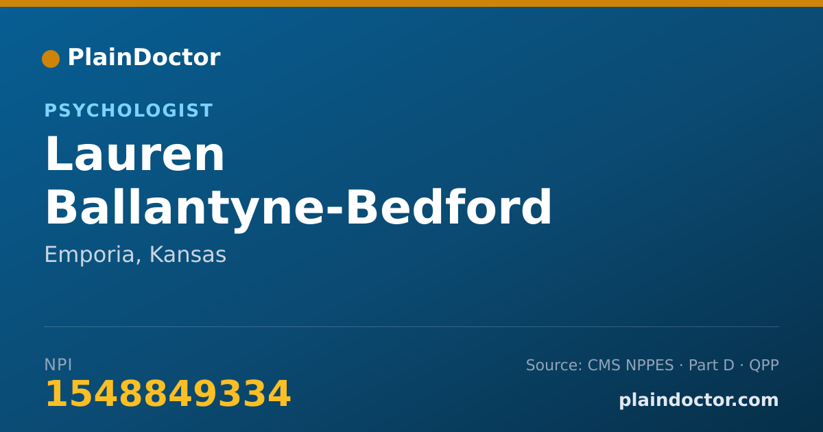 Shareable card for Lauren Ballantyne-Bedford - Psychologist, Emporia, KS