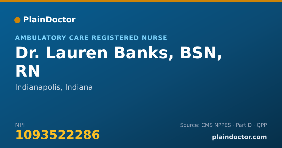 Shareable card for Lauren Banks, BSN, RN - Ambulatory Care Registered Nurse, Indianapolis, IN