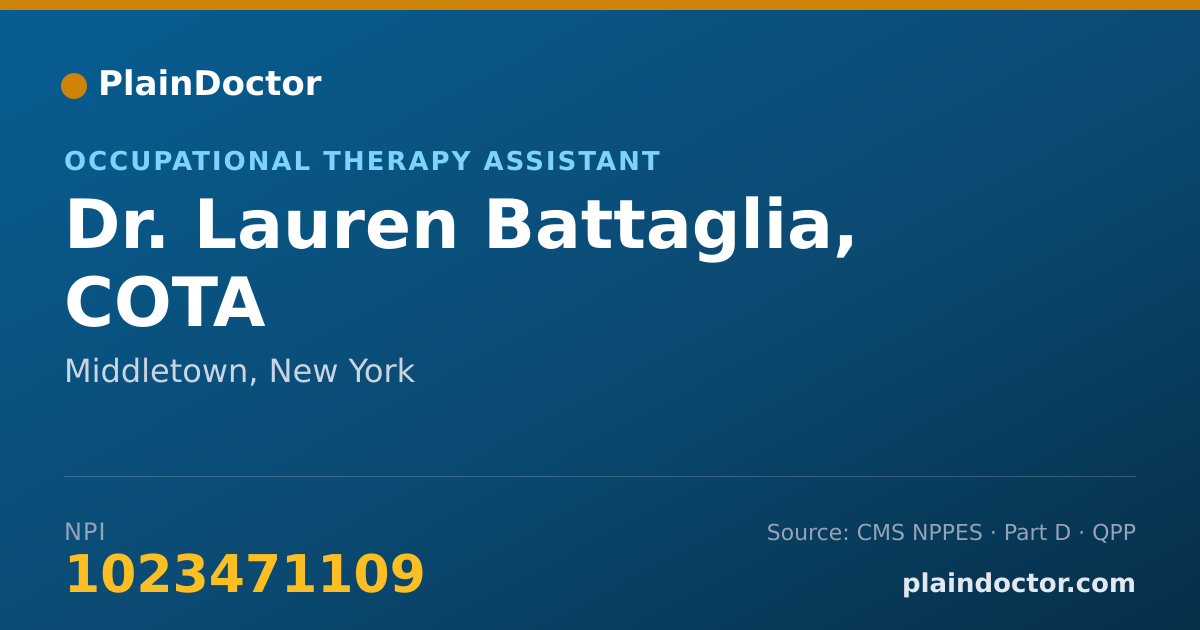Shareable card for Lauren Battaglia, COTA - Occupational Therapy Assistant, Middletown, NY
