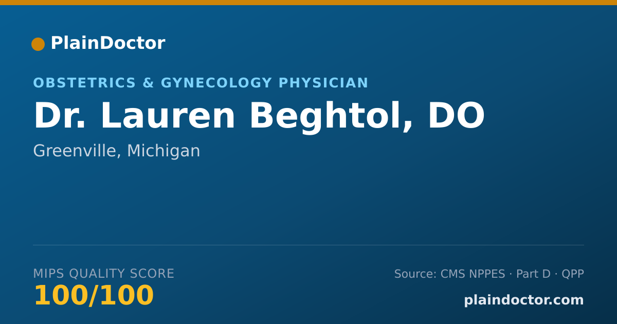 Shareable card for Lauren Beghtol, DO - Obstetrics & Gynecology Physician, Greenville, MI