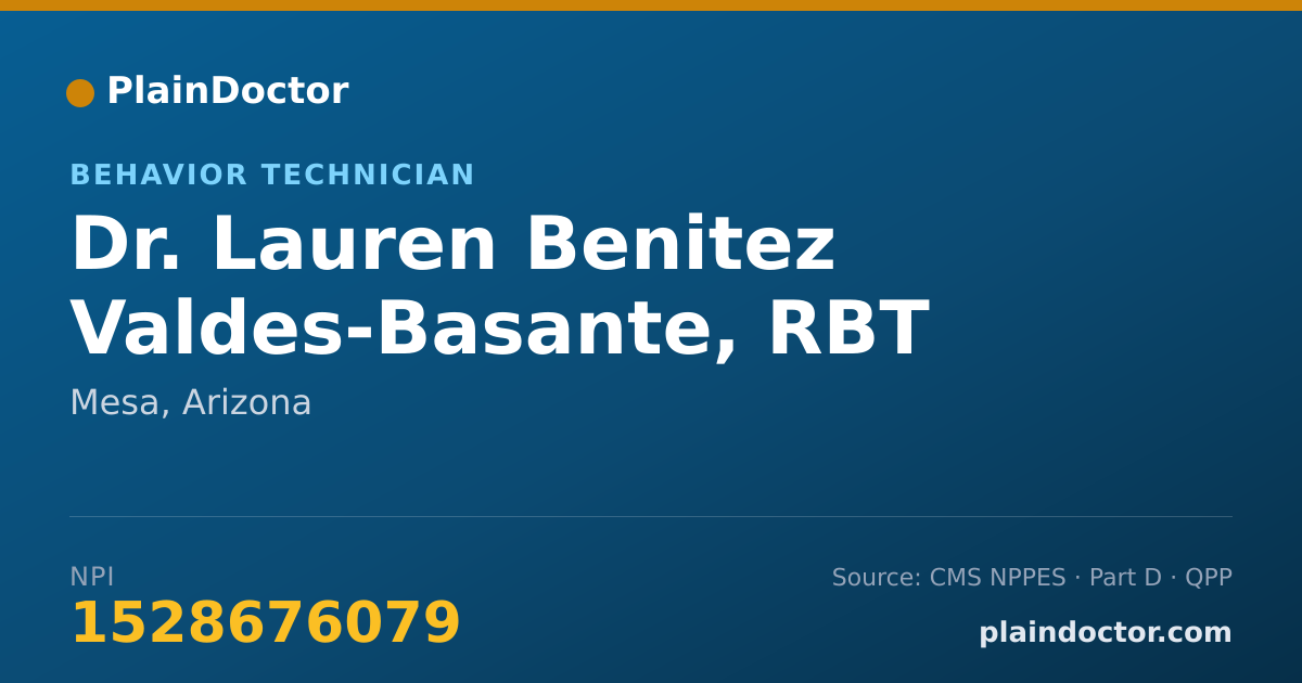 Shareable card for Lauren Benitez Valdes-Basante, RBT - Behavior Technician, Mesa, AZ