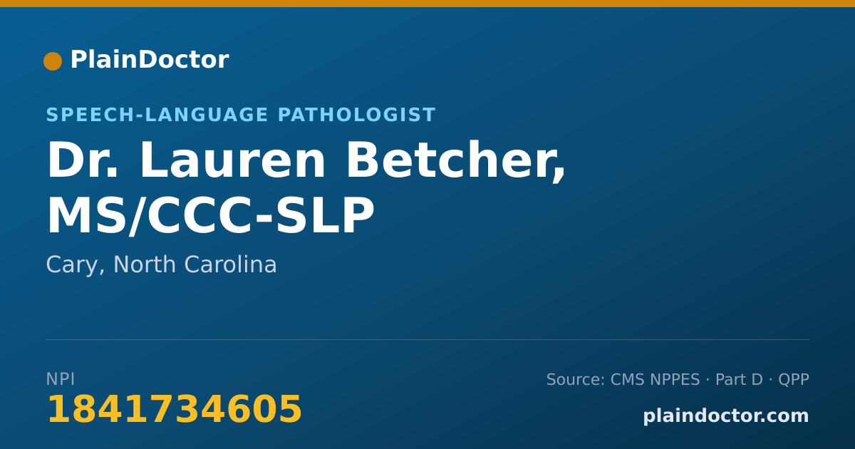 Shareable card for Lauren Betcher, MS/CCC-SLP - Speech-Language Pathologist, Cary, NC