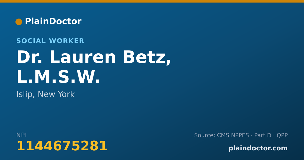Shareable card for Lauren Betz, L.M.S.W. - Social Worker, Islip, NY