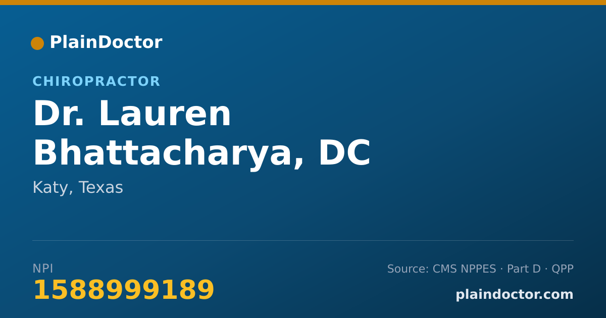 Shareable card for Lauren Bhattacharya, DC - Chiropractor, Katy, TX