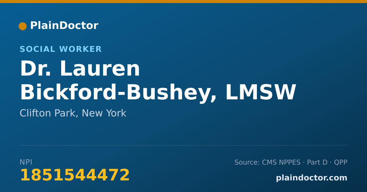 Shareable card for Lauren Bickford-Bushey, LMSW - Social Worker, Clifton Park, NY