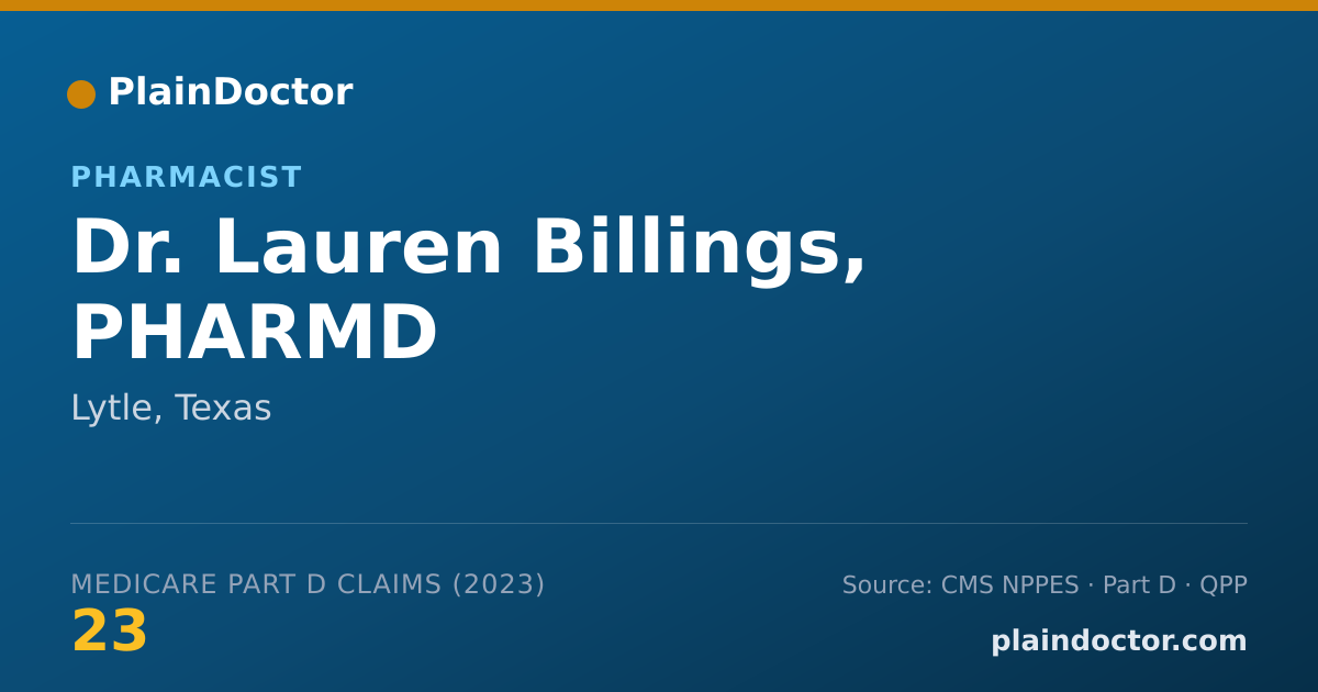 Shareable card for Lauren Billings, PHARMD - Pharmacist, Lytle, TX