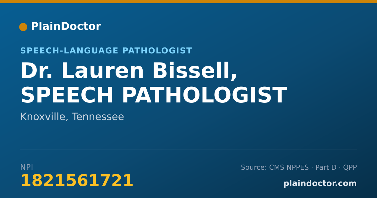 Shareable card for Lauren Bissell, SPEECH PATHOLOGIST - Speech-Language Pathologist, Knoxville, TN