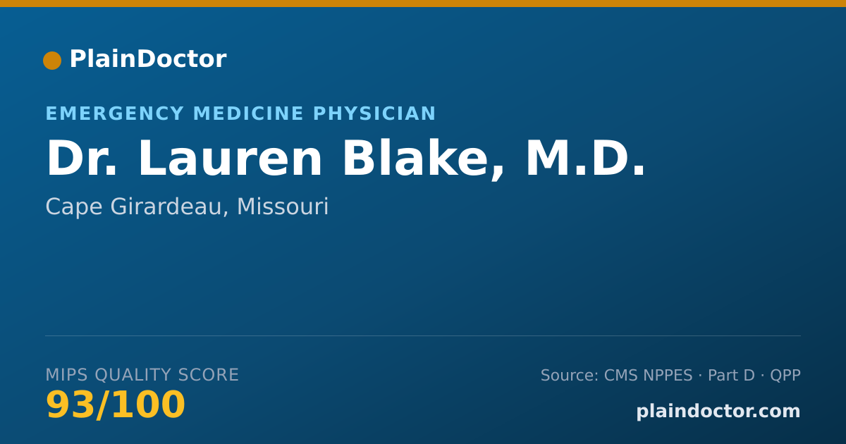 Shareable card for Lauren Blake, M.D. - Emergency Medicine Physician, Cape Girardeau, MO