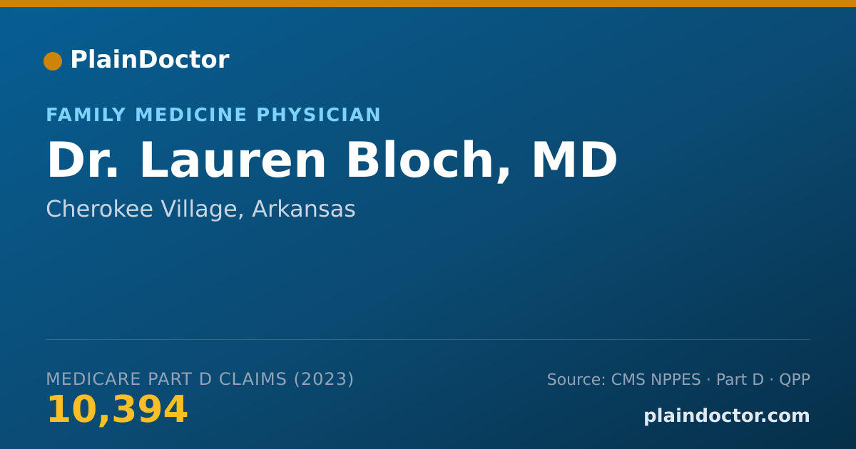 Shareable card for Lauren Bloch, MD - Family Medicine Physician, Cherokee Village, AR
