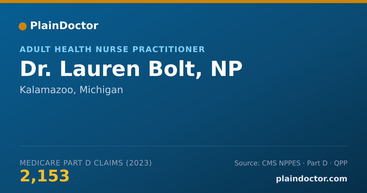 Shareable card for Lauren Bolt, NP - Adult Health Nurse Practitioner, Kalamazoo, MI
