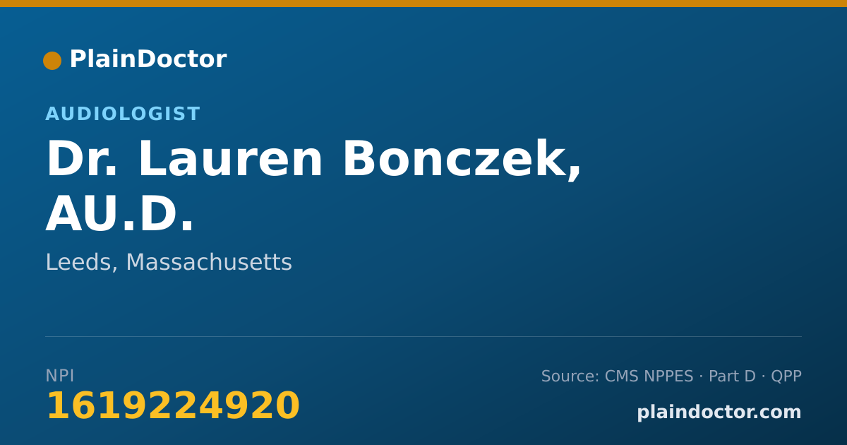 Shareable card for Lauren Bonczek, AU.D. - Audiologist, Leeds, MA