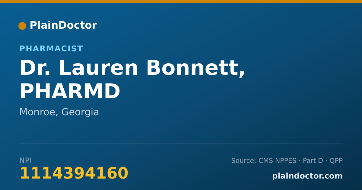 Shareable card for Lauren Bonnett, PHARMD - Pharmacist, Monroe, GA
