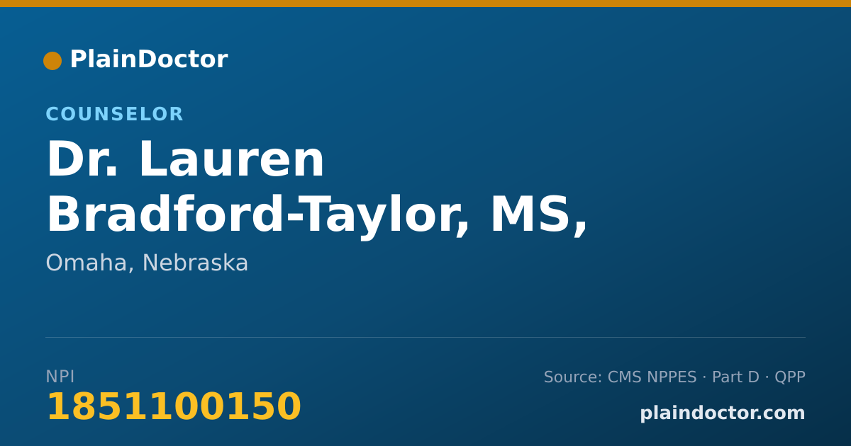 Shareable card for Lauren Bradford-Taylor, MS, PLMHP - Counselor, Omaha, NE