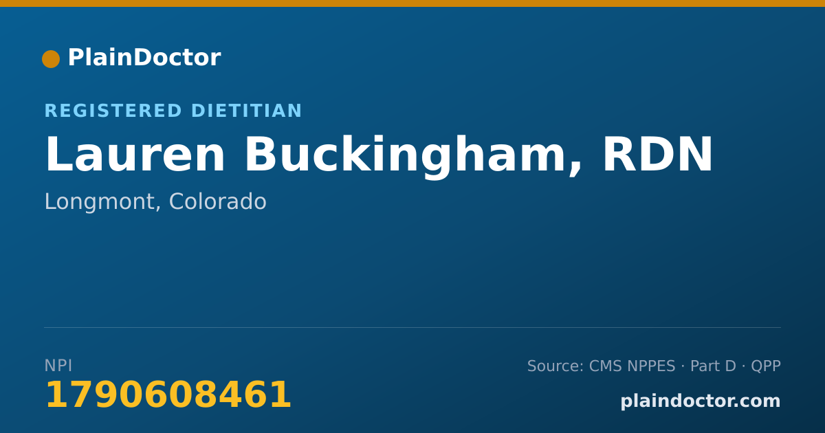 Shareable card for Lauren Buckingham, RDN - Registered Dietitian, Longmont, CO