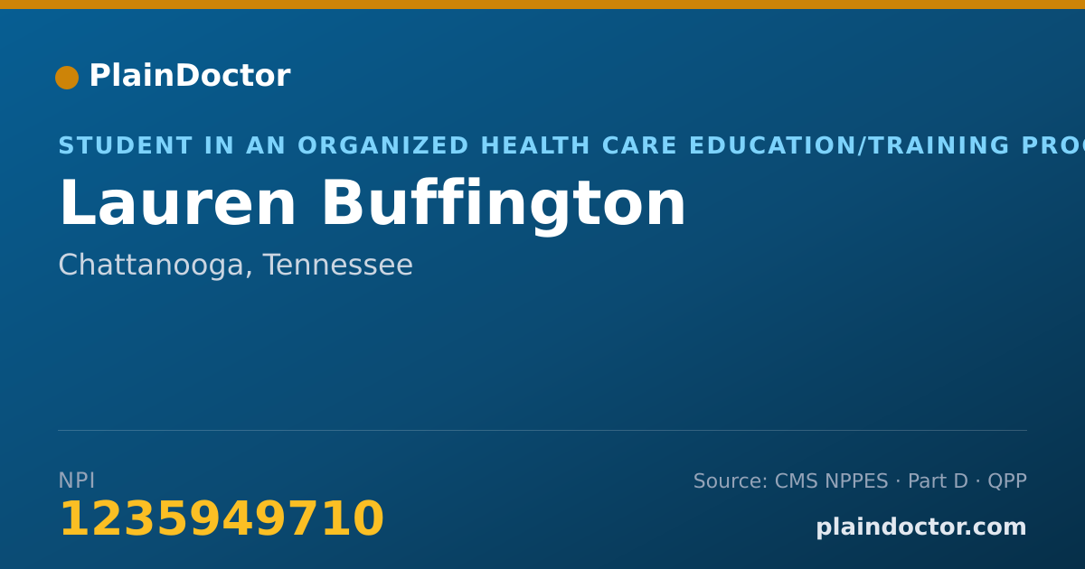 Shareable card for Lauren Buffington - Student in an Organized Health Care Education/Training Program, Chattanooga, TN