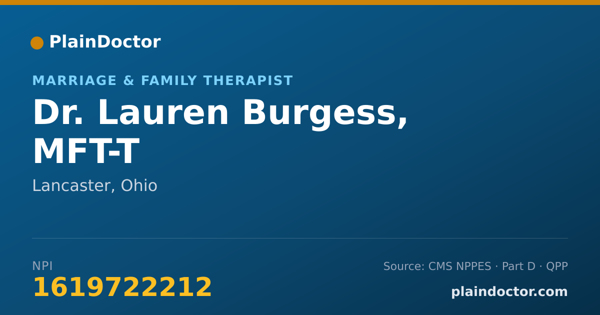 Shareable card for Lauren Burgess, MFT-T - Marriage & Family Therapist, Lancaster, OH
