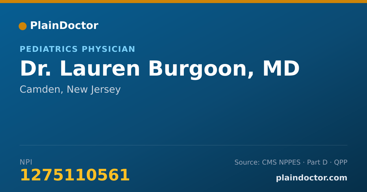 Shareable card for Lauren Burgoon, MD - Pediatrics Physician, Camden, NJ