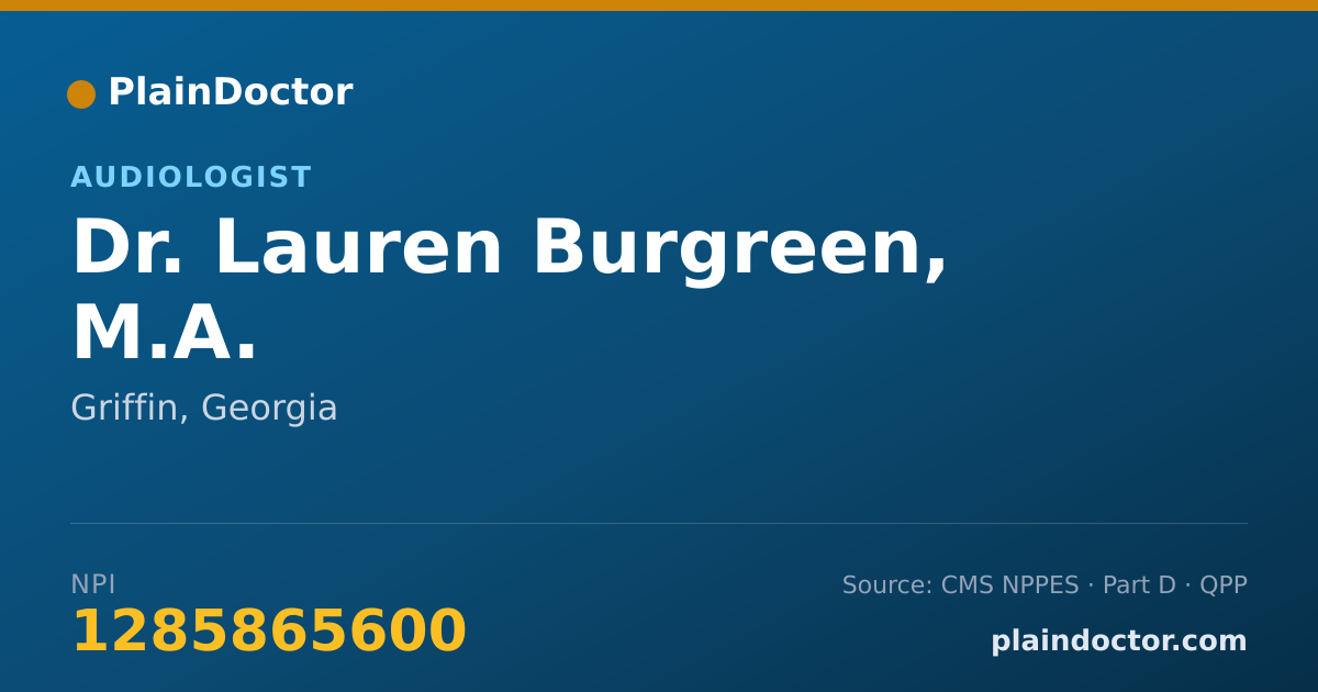 Shareable card for Lauren Burgreen, M.A. - Audiologist, Griffin, GA