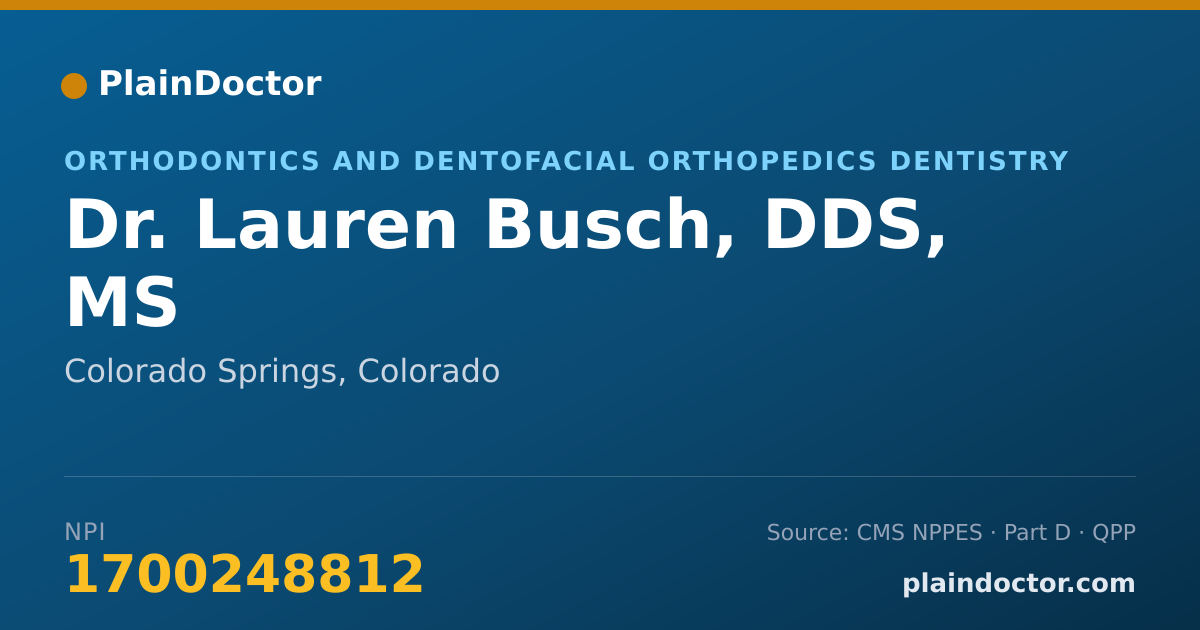 Shareable card for Lauren Busch, DDS, MS - Orthodontics and Dentofacial Orthopedics Dentistry, Colorado Springs, CO