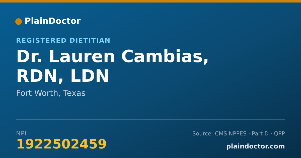Shareable card for Lauren Cambias, RDN, LDN - Registered Dietitian, Fort Worth, TX