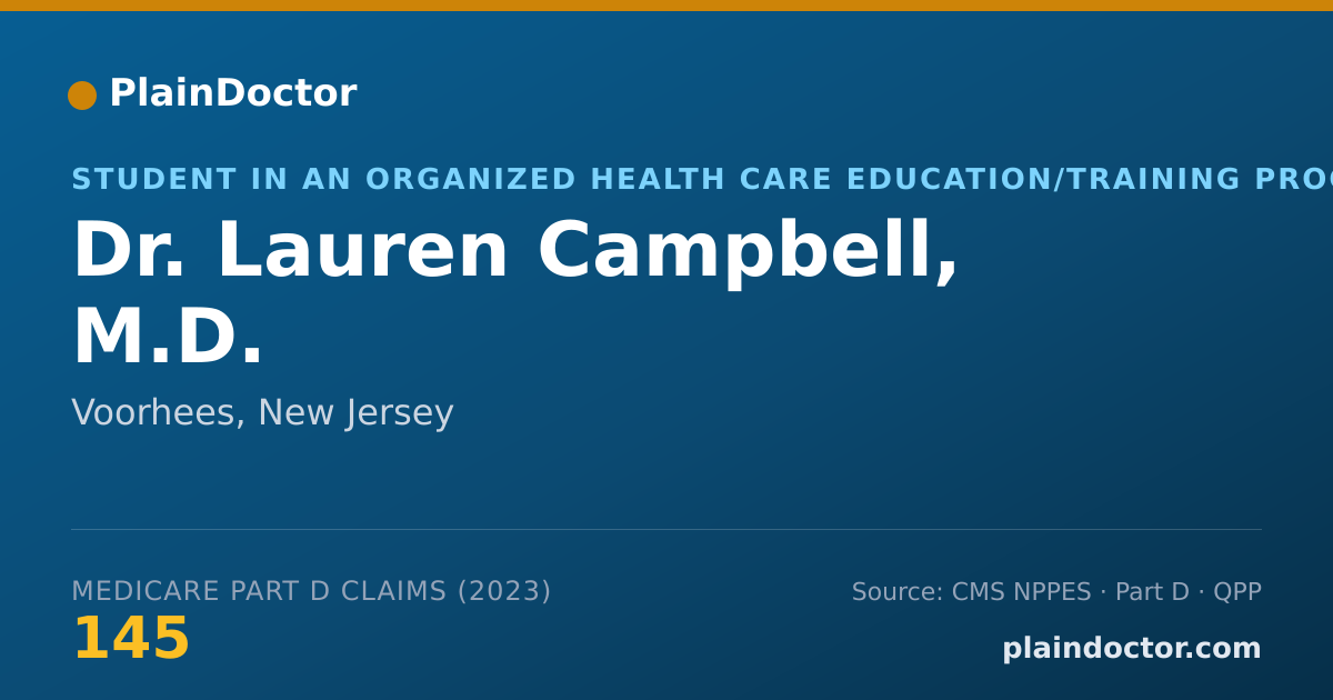 Shareable card for Lauren Campbell, M.D. - Student in an Organized Health Care Education/Training Program, Voorhees, NJ