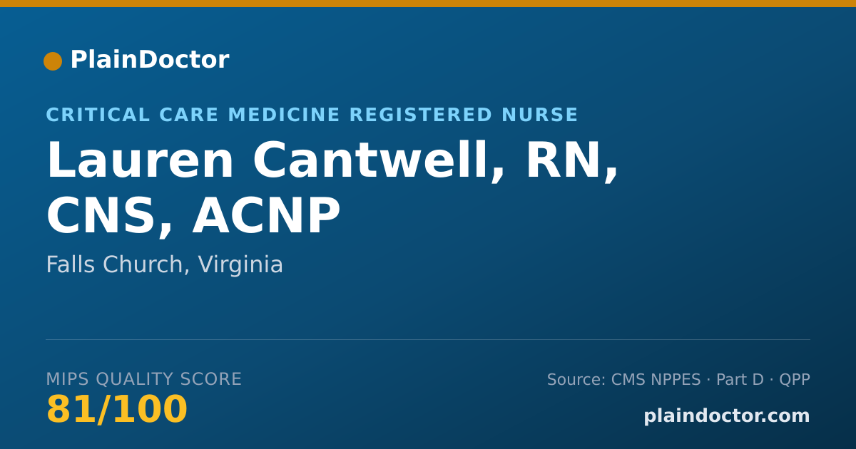 Shareable card for Lauren Cantwell, RN, CNS, ACNP - Critical Care Medicine Registered Nurse, Falls Church, VA