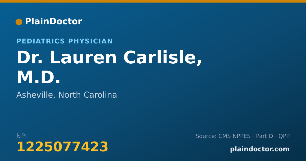 Shareable card for Lauren Carlisle, M.D. - Pediatrics Physician, Asheville, NC