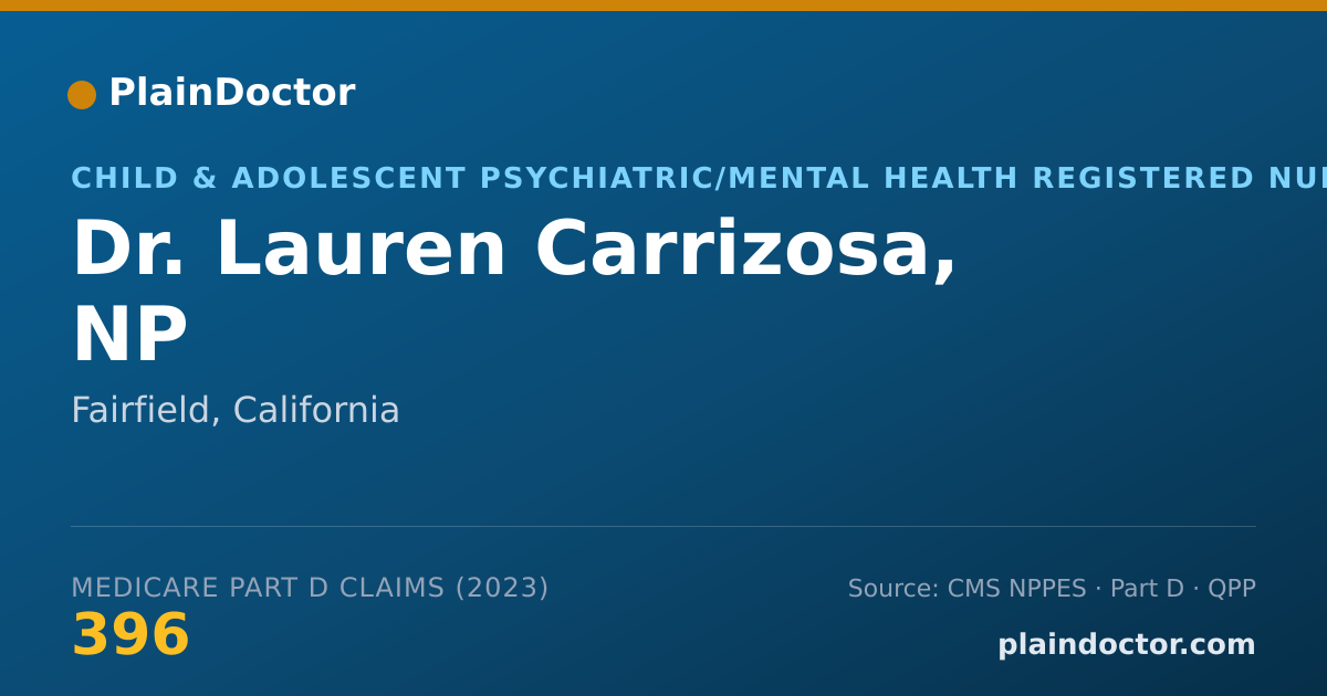 Shareable card for Lauren Carrizosa, NP - Child & Adolescent Psychiatric/Mental Health Registered Nurse, Fairfield, CA