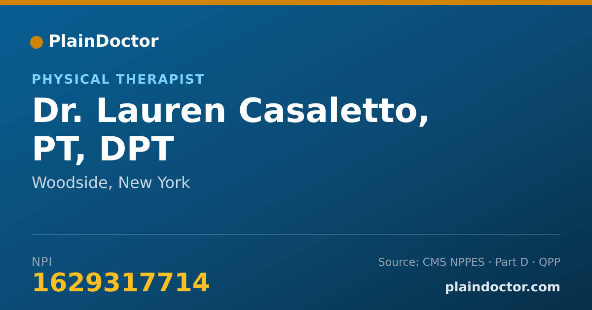 Shareable card for Lauren Casaletto, PT, DPT - Physical Therapist, Woodside, NY