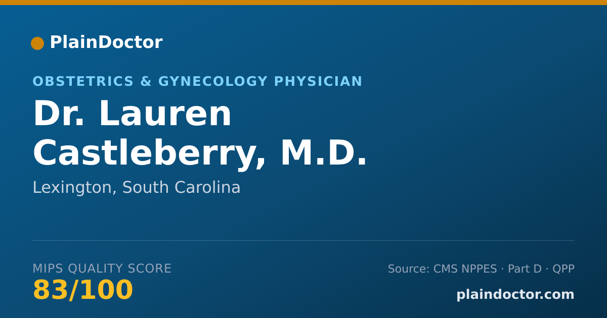 Shareable card for Lauren Castleberry, M.D. - Obstetrics & Gynecology Physician, Lexington, SC