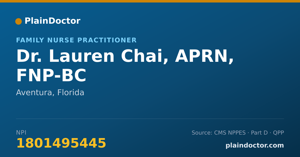 Shareable card for Lauren Chai, APRN, FNP-BC - Family Nurse Practitioner, Aventura, FL