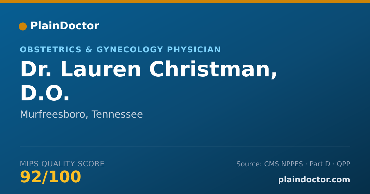 Shareable card for Lauren Christman, D.O. - Obstetrics & Gynecology Physician, Murfreesboro, TN