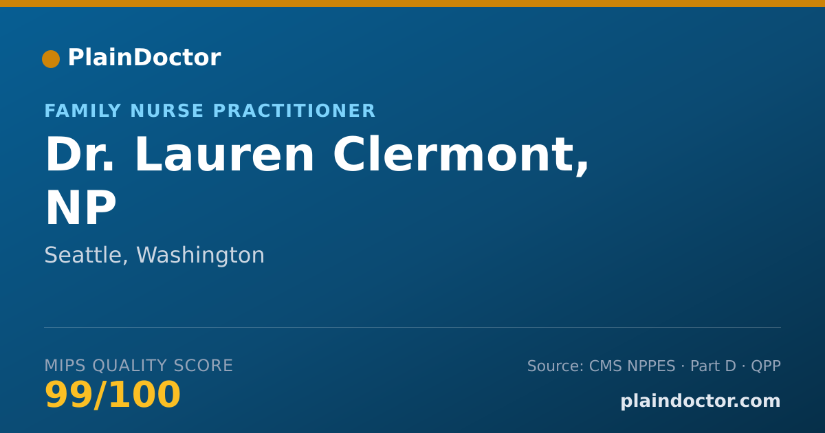Shareable card for Lauren Clermont, NP - Family Nurse Practitioner, Seattle, WA