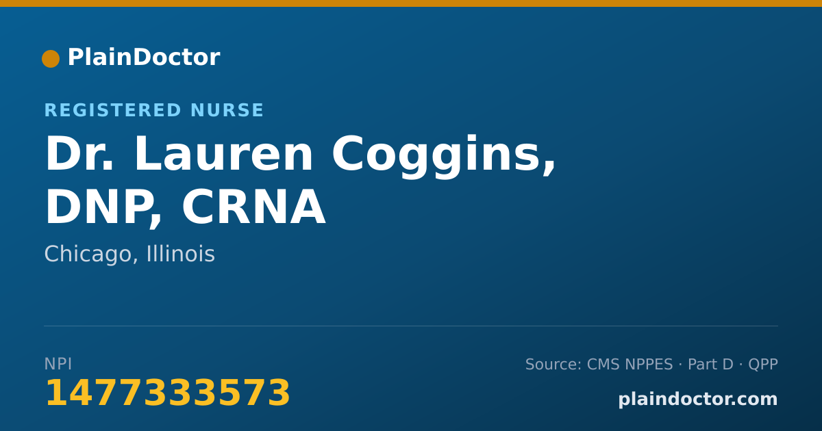 Shareable card for Lauren Coggins, DNP, CRNA - Registered Nurse, Chicago, IL