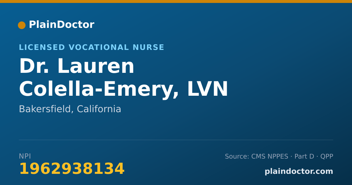 Shareable card for Lauren Colella-Emery, LVN - Licensed Vocational Nurse, Bakersfield, CA