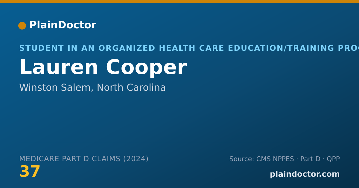 Shareable card for Lauren Cooper - Student in an Organized Health Care Education/Training Program, Winston Salem, NC
