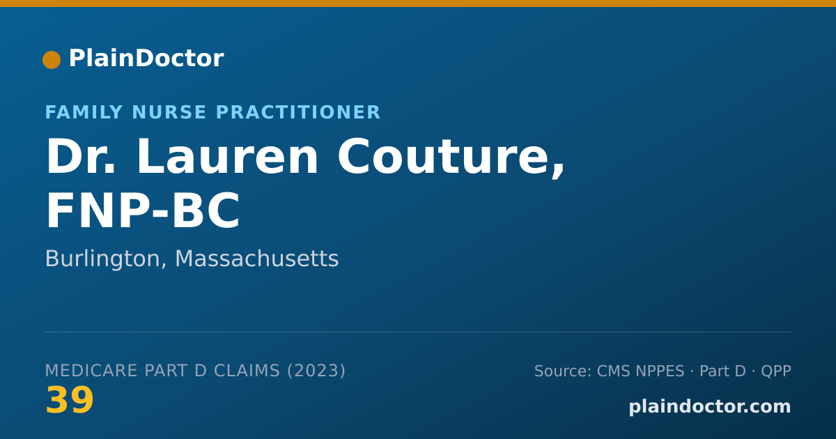 Shareable card for Lauren Couture, FNP-BC - Family Nurse Practitioner, Burlington, MA