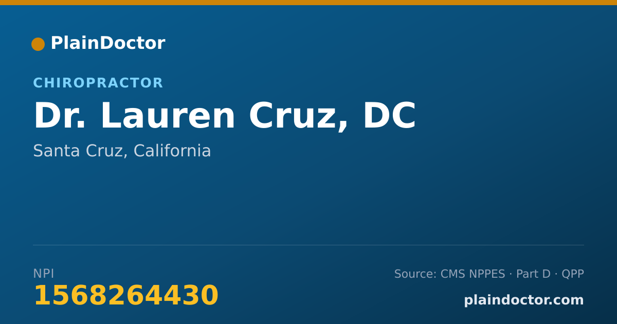 Shareable card for Lauren Cruz, DC - Chiropractor, Santa Cruz, CA