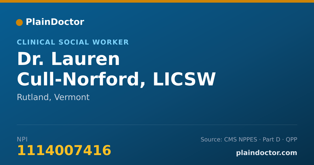 Shareable card for Lauren Cull-Norford, LICSW - Clinical Social Worker, Rutland, VT