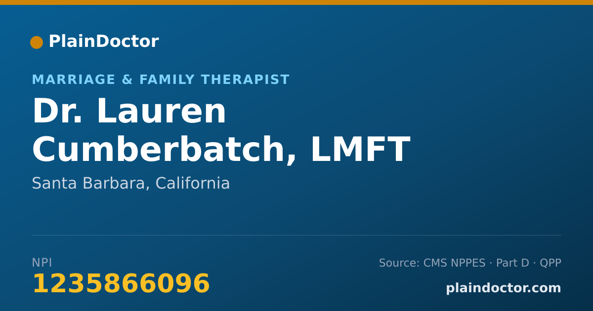 Shareable card for Lauren Cumberbatch, LMFT - Marriage & Family Therapist, Santa Barbara, CA