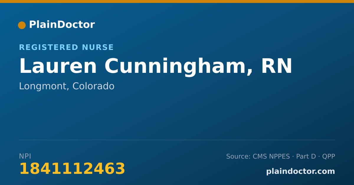 Shareable card for Lauren Cunningham, RN - Registered Nurse, Longmont, CO