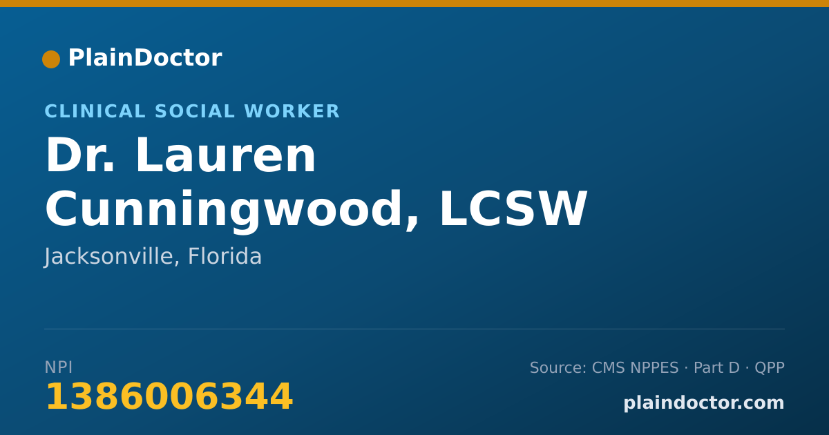 Shareable card for Lauren Cunningwood, LCSW - Clinical Social Worker, Jacksonville, FL