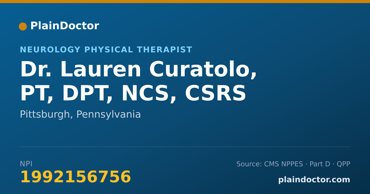Shareable card for Lauren Curatolo, PT, DPT, NCS, CSRS - Neurology Physical Therapist, Pittsburgh, PA