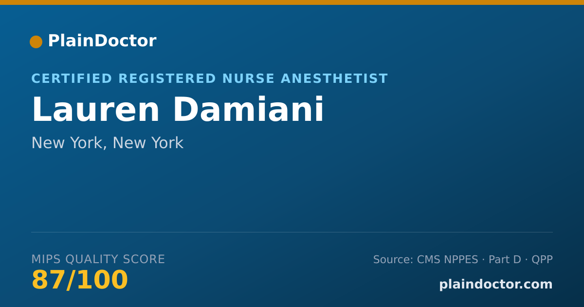 Shareable card for Lauren Damiani - Certified Registered Nurse Anesthetist, New York, NY