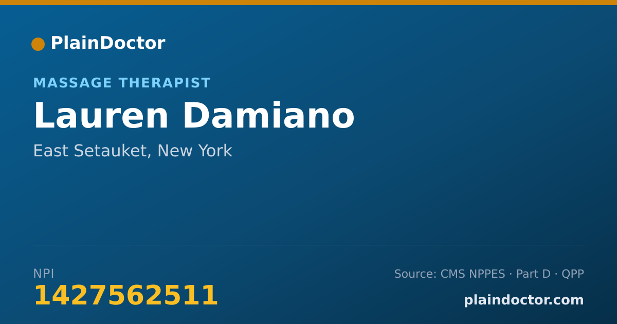Shareable card for Lauren Damiano - Massage Therapist, East Setauket, NY