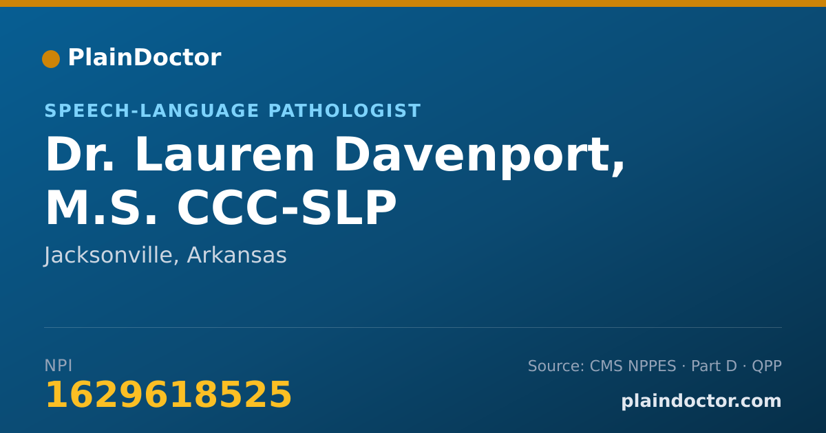 Shareable card for Lauren Davenport, M.S. CCC-SLP - Speech-Language Pathologist, Jacksonville, AR