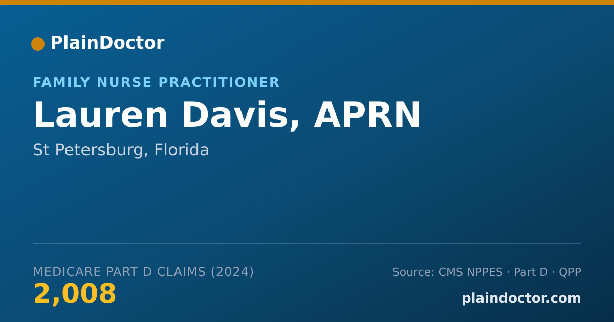 Shareable card for Lauren Davis, APRN - Primary Care Nurse Practitioner, St Petersburg, FL