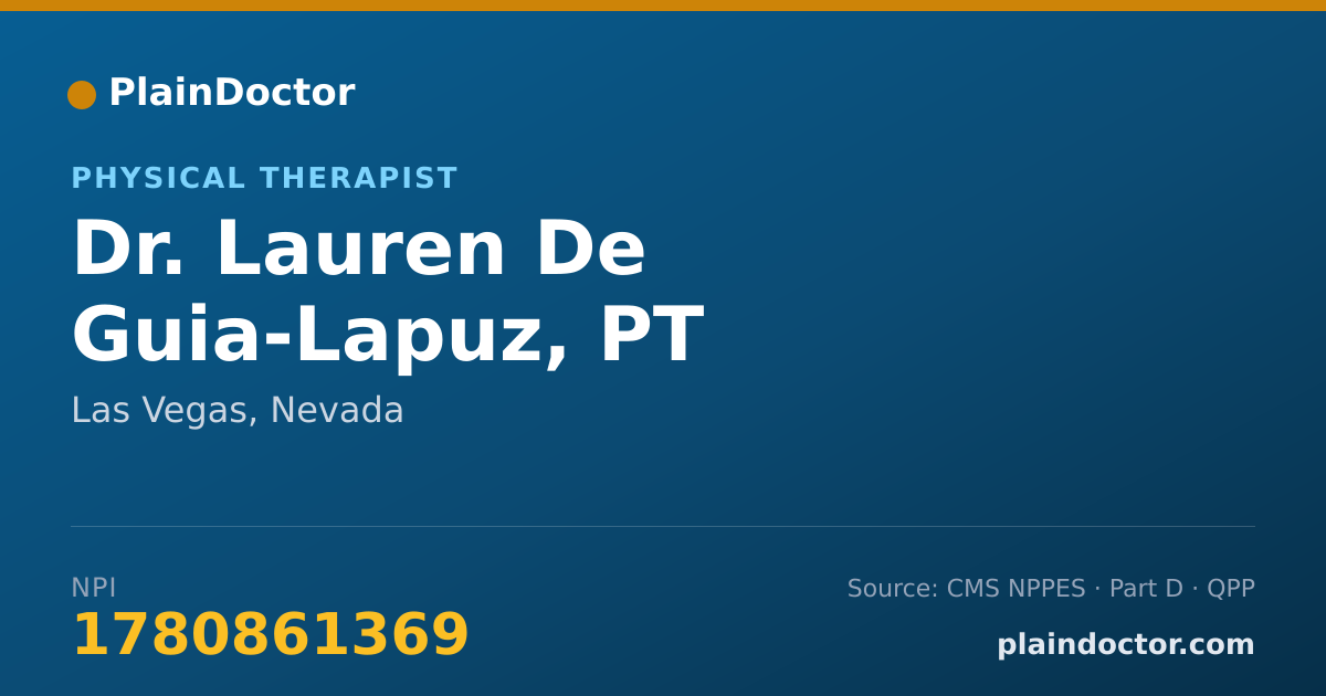 Shareable card for Lauren De Guia-Lapuz, PT - Physical Therapist, Las Vegas, NV